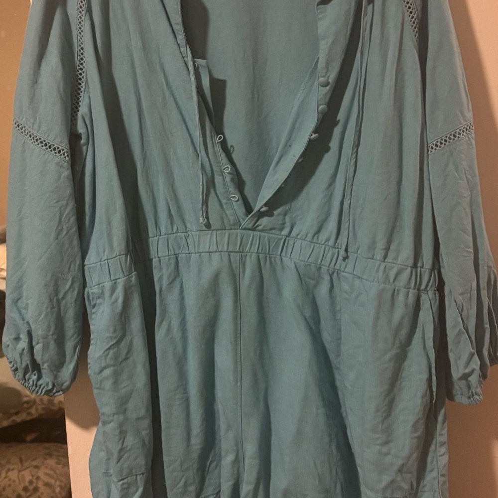Long-Sleeve linen romper